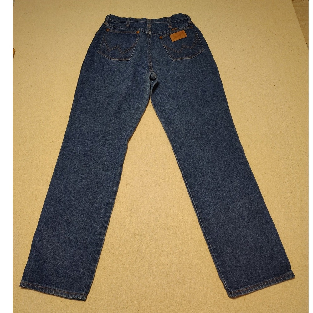 Wrangler Vintage High Waisted Straight Leg Jeans Dark Wash Made in USA 12 T - Picture 6 of 8